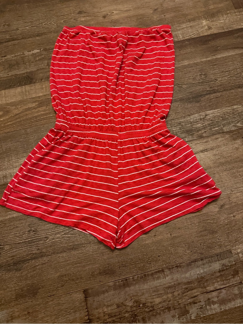 Michael Stars Red and White Striped Strapless Romper